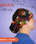 Hocus Purr-Cus  - Scrub Cap - rae & grace - Ponytail - Accent Top