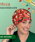 Holly Hedgehogs - Scrub Cap - rae & grace - Euro - Matching Top