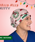 Holly Jolly Kitty  - Scrub Cap - rae & grace - Euro - Matching Top