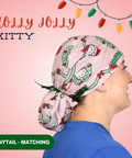 Holly Jolly Kitty  - Scrub Cap - rae & grace - Ponytail - Matching Top
