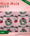 Holly Jolly Kitty  - Scrub Cap - rae & grace - Skull Cap - Made to order Please allow 7-10 days for fulfillment.