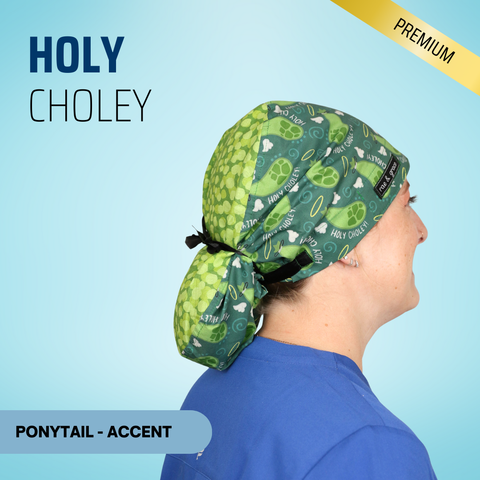 Holy Choley - Scrub Cap - rae & grace - Ponytail - Accent Top