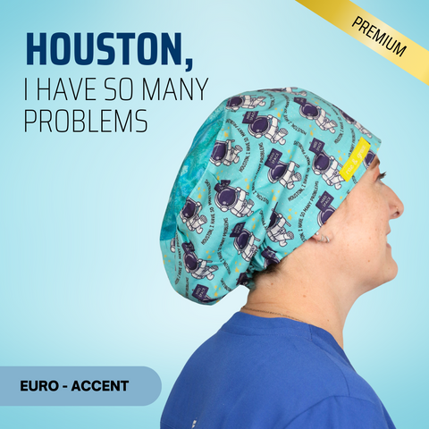 Houston I Have So Many Problems - Scrub Cap - rae & grace - Euro - Accent Top