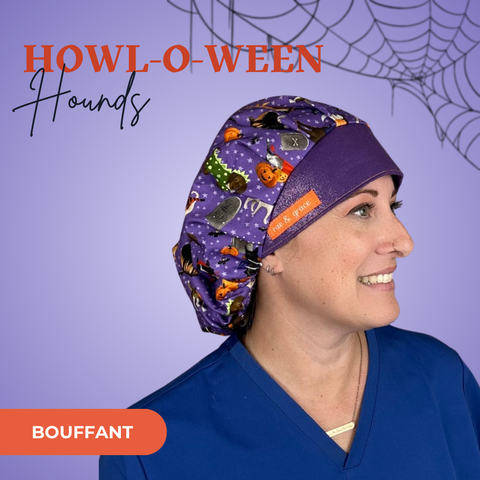 Howl-O-Ween Hounds  - Scrub Cap - rae & grace - Bouffant