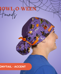 Howl-O-Ween Hounds  - Scrub Cap - rae & grace - Ponytail - Accent Top
