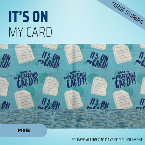 Its On My Card - Scrub Cap - rae & grace - Pixie - Made to order Please allow 7-10 days for fulfillment.