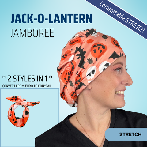 Jack-O'-Lantern Jamboree - Scrub Cap - rae & grace - Stretch