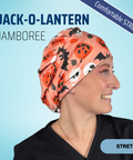 Jack-O'-Lantern Jamboree - Scrub Cap - rae & grace - Skull Cap - *Made to order