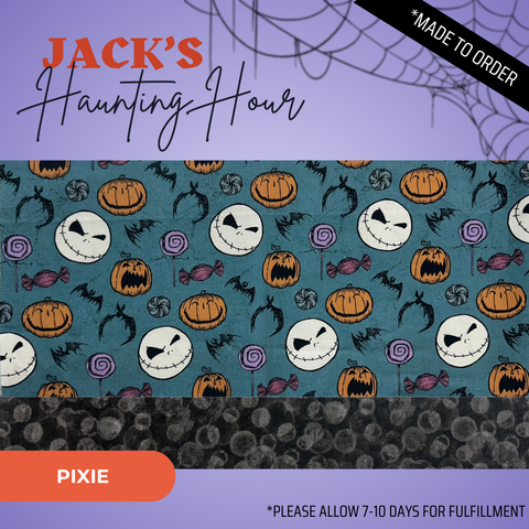 Jack’S Haunting Hour  - Scrub Cap - rae & grace - Pixie - Made to order Please allow 7-10 days for fulfillment.