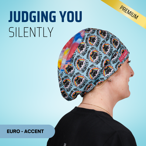 Judging You Silently - Scrub Cap - rae & grace - Euro - Accent Top