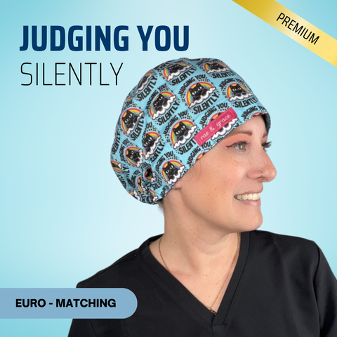 Judging You Silently - Scrub Cap - rae & grace - Euro - Matching Top