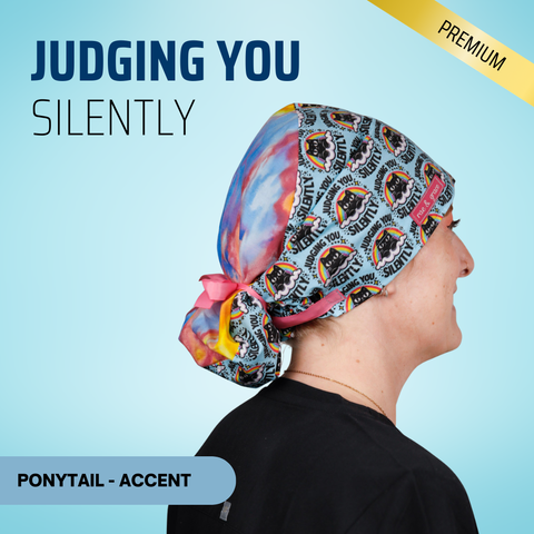 Judging You Silently - Scrub Cap - rae & grace - Ponytail - Accent Top