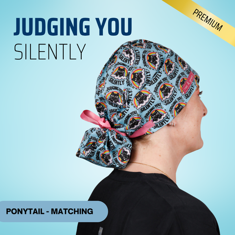 Judging You Silently - Scrub Cap - rae & grace - Ponytail - Matching Top