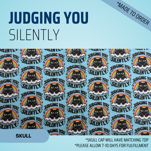 Judging You Silently - Scrub Cap - rae & grace - Skull Cap - *Made to order