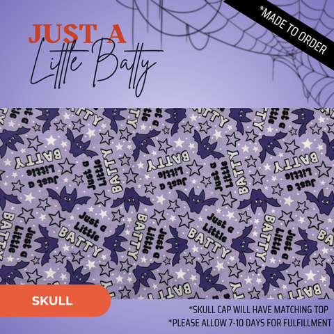 Just A Little Batty - Scrub Cap - rae & grace - Skull Cap - Made to order Please allow 7-10 days for fulfillment.
