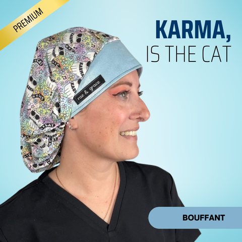 Karma Is The Cat - Scrub Cap - rae & grace - Bouffant