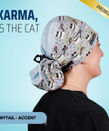 Karma Is The Cat - Scrub Cap - rae & grace - Ponytail - Accent Top