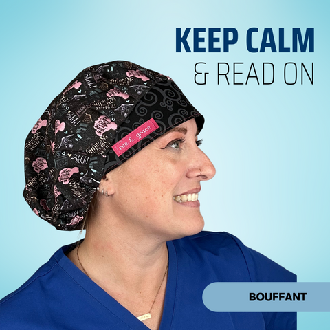 Keep Calm And Read On - Scrub Cap - rae & grace - Bouffant