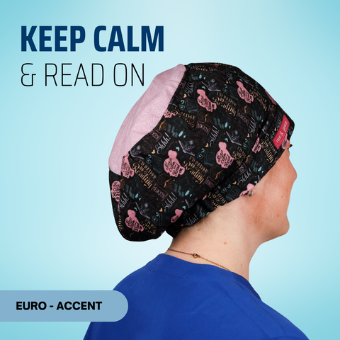 Keep Calm & Read On - Scrub Cap - rae & grace - Euro - Accent Top