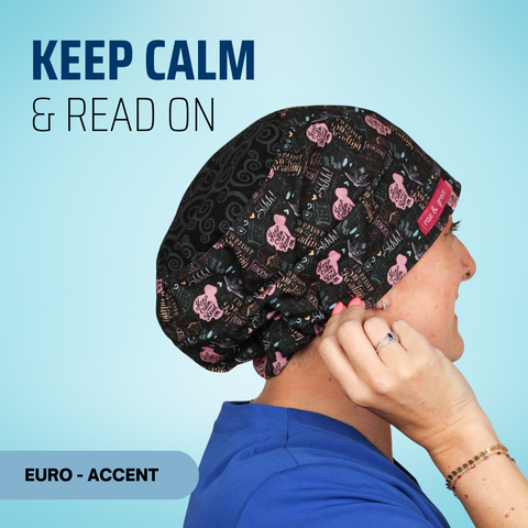Keep Calm And Read On - Scrub Cap - rae & grace - Euro - Accent Top