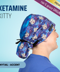 Ketamine Kitty - Scrub Cap - rae & grace - Ponytail - Accent Top