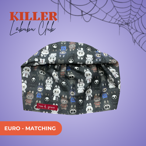 Killer Labubu Club - Scrub Cap - rae & grace - Euro - Matching Top