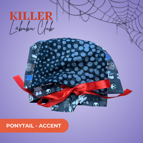 Killer Labubu Club - Scrub Cap - rae & grace - Ponytail - Accent Top
