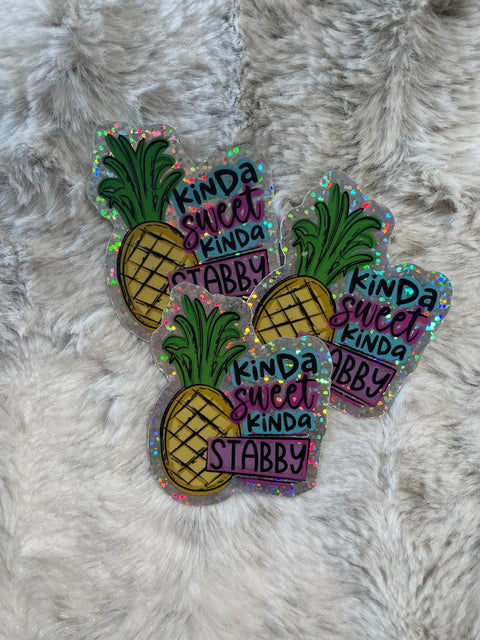 Kinda Sweet Kinda Stabby - Glitter Sticker