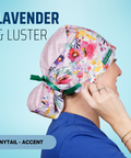 Lavender & Luster - Scrub Cap - rae & grace - Ponytail - Accent Top