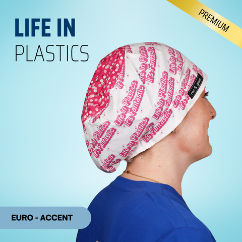 Life In Plastics, Its Fantastic - Scrub Cap - rae & grace - Euro - Accent Top