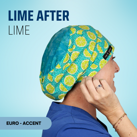 Lime After Lime - Scrub Cap - rae & grace - Euro - Accent Top