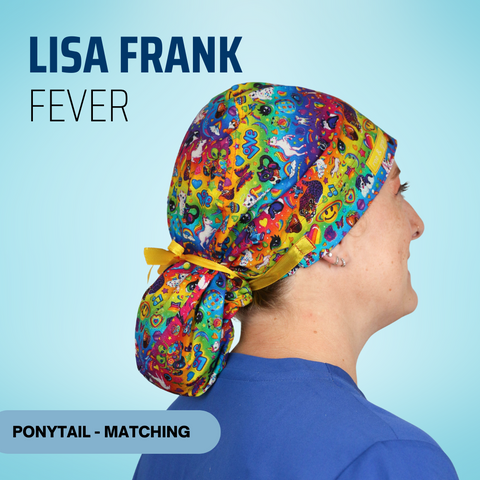 Lisa Frank Fever - Scrub Cap - rae & grace - Ponytail - Matching Top