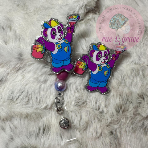 Lisa Frank Painting Bear - Badge Reel