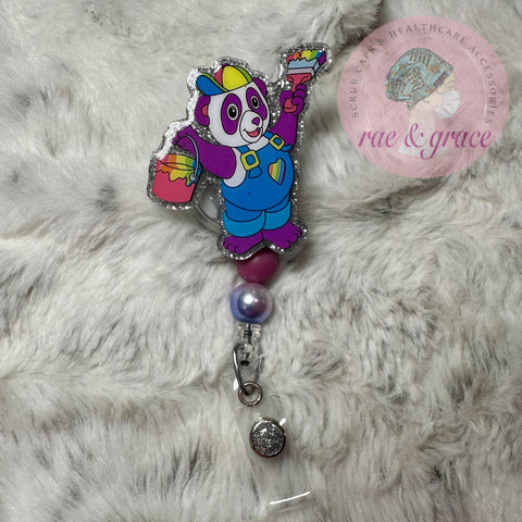 Lisa Frank Painting Bear - Badge Reel