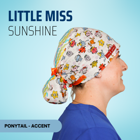 Little Miss Sunshine - Scrub Cap - rae & grace - Ponytail - Accent Top