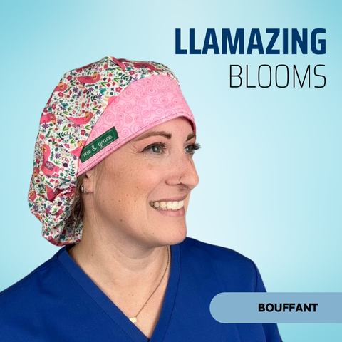 Llamazing Blooms - Scrub Cap - rae & grace - Bouffant