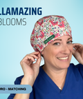 Llamazing Blooms - Scrub Cap - rae & grace - Euro - Matching Top