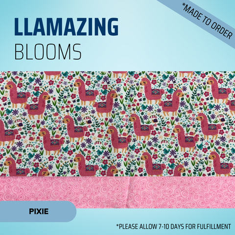 Llamazing Blooms - Scrub Cap - rae & grace - Pixie - Made to order Please allow 7-10 days for fulfillment.