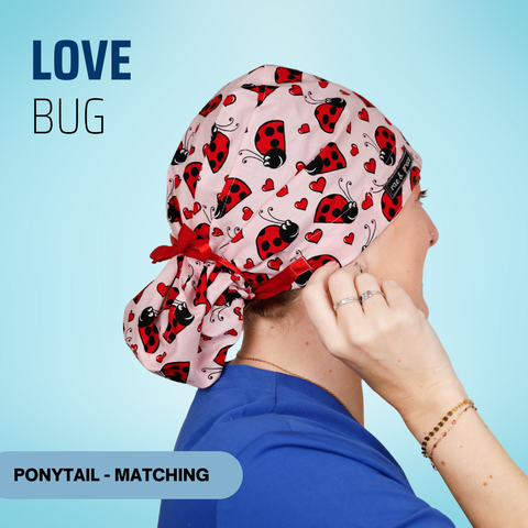 Love Bugs - Scrub Cap - rae & grace - Ponytail - Matching Top