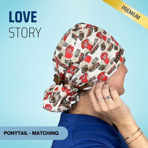 Love Story - Scrub Cap - rae & grace - Ponytail - Matching Top