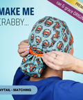 Make Me Crabby Get The Stabby - Scrub Cap - rae & grace - Ponytail - Matching Top