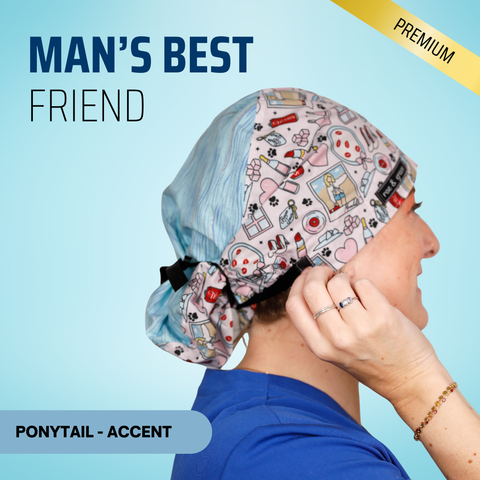 Man's Best Friend - Scrub Cap - rae & grace - Ponytail - Accent Top