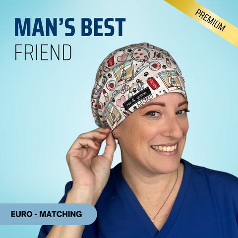 Man's Best Friend - Scrub Cap - rae & grace - Euro - Matching Top