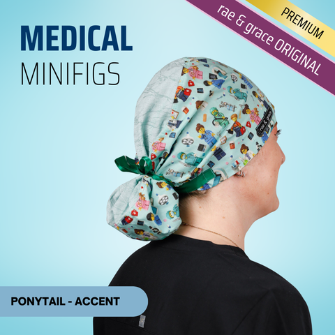 Medical Minifigs - Scrub Cap - rae & grace - Ponytail - Accent Top