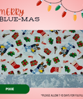 Merry Blue-Mas - Scrub Cap - rae & grace - Pixie - Made to order Please allow 7-10 days for fulfillment.