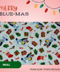 Merry Blue-Mas - Scrub Cap - rae & grace - Skull Cap - Made to order Please allow 7-10 days for fulfillment.