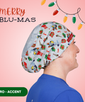 Merry Blue-Mas - Scrub Cap - rae & grace - Euro - Accent Top