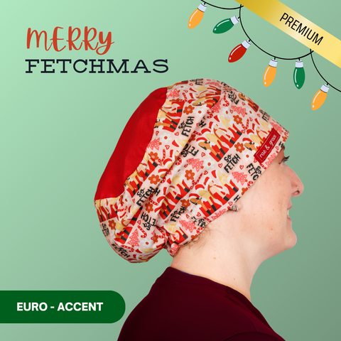 Merry Fetchmas - Scrub Cap - rae & grace - Euro - Accent Top