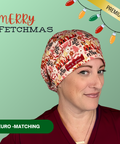Merry Fetchmas - Scrub Cap - rae & grace - Euro - Matching Top