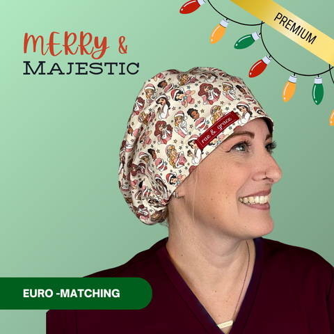 Merry & Majestic - Scrub Cap - rae & grace - Euro - Matching Top